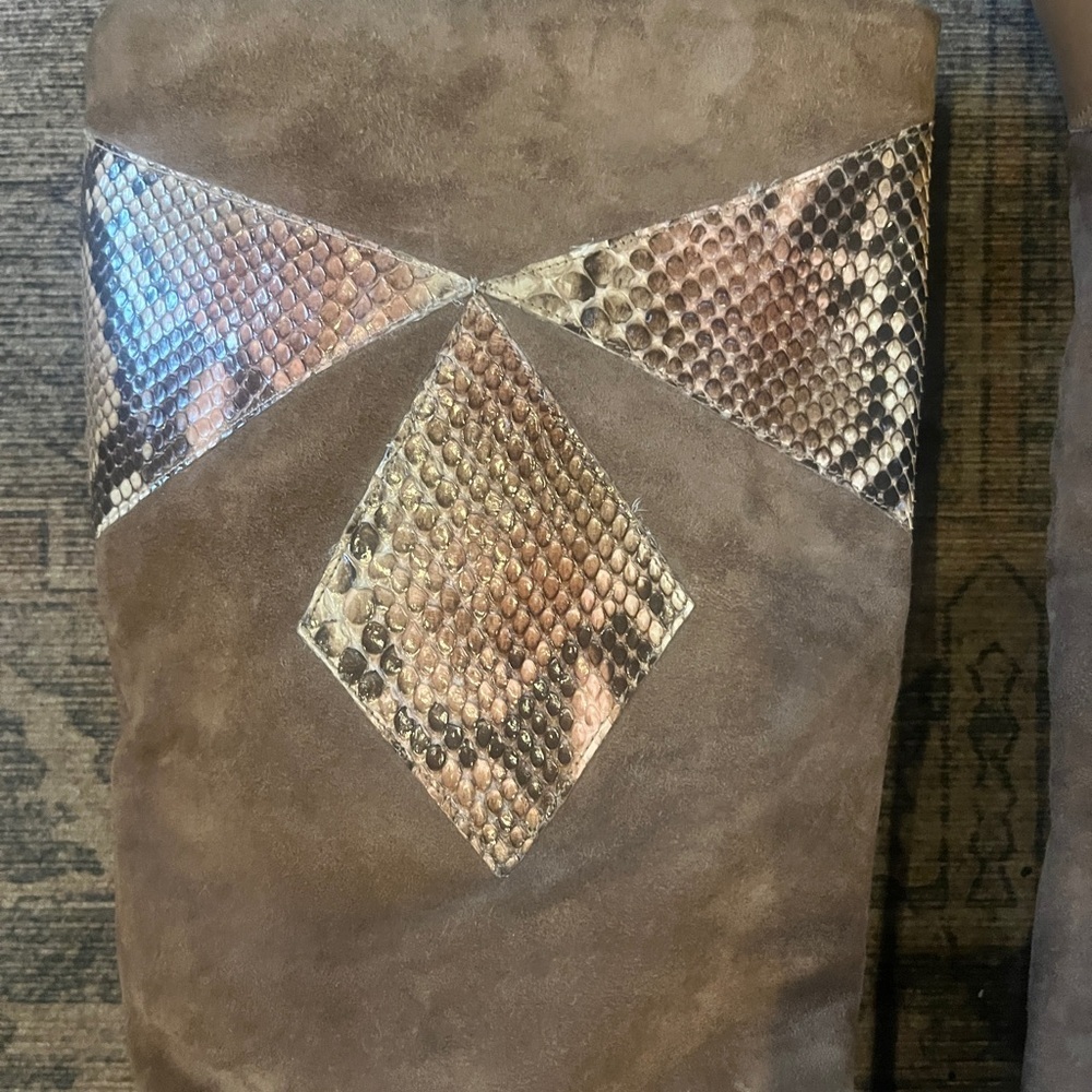 Vintage Brown Leather and Suede Boots Sz 8 - Picture 4 of 14